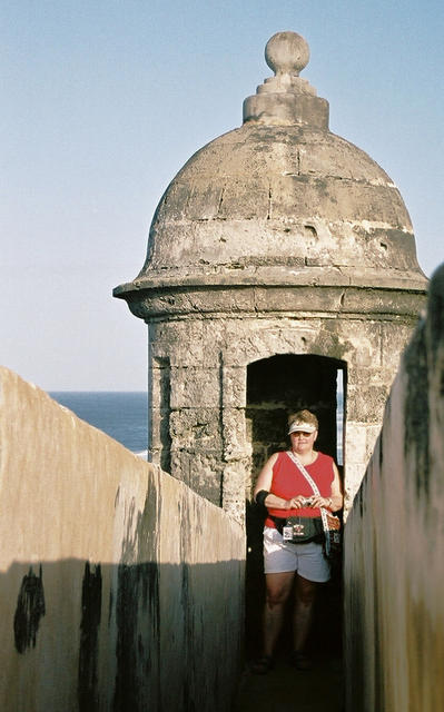 Sharon infront of one of the Sentry boxes