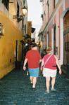 Ed and Sharon walking down an alley in Old San Juan