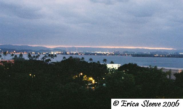 Looking out on the port of Puerto Rico at twilight