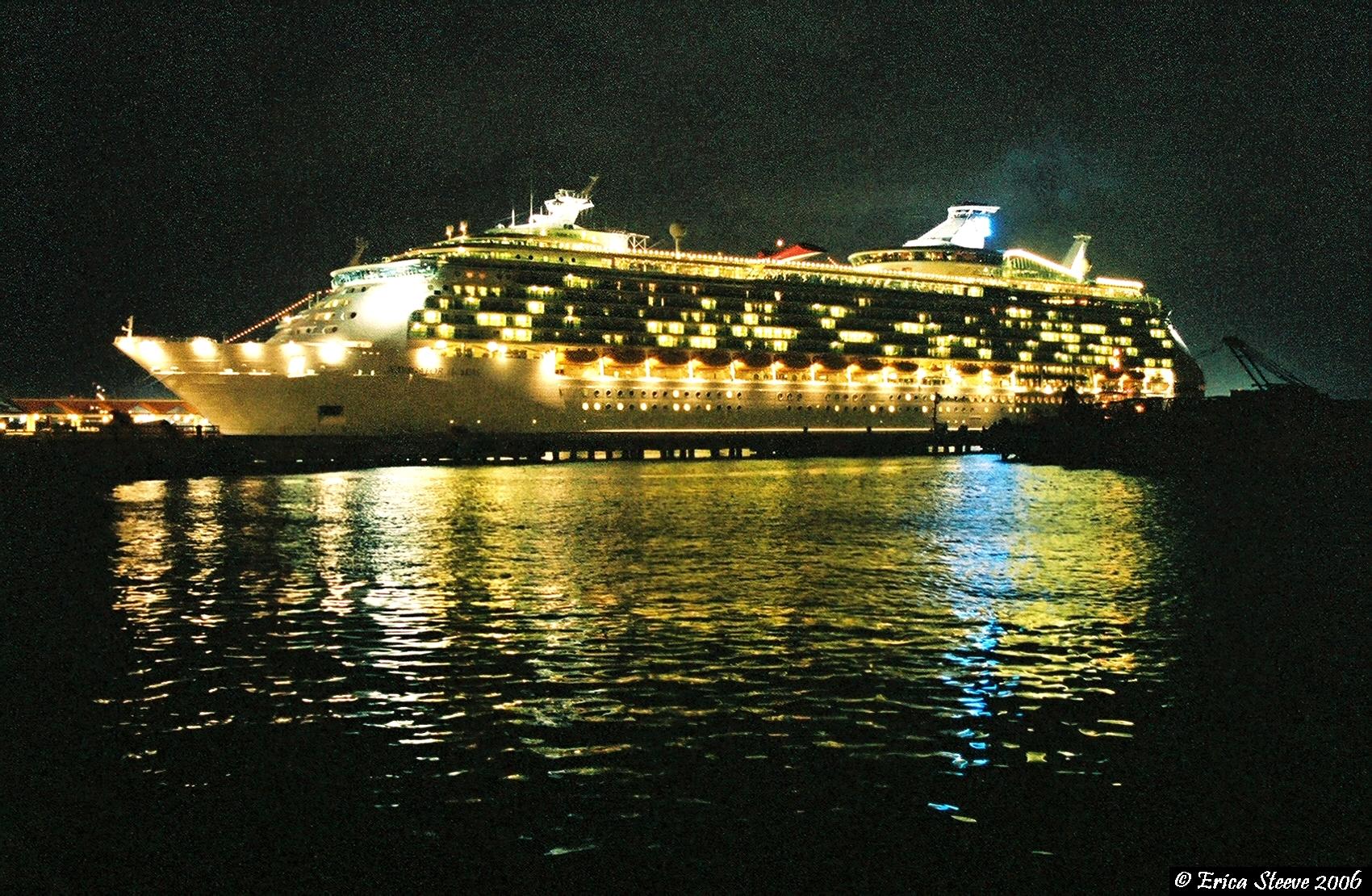 Our ship at night