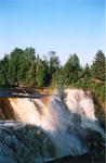 Kakabeka Falls, from the side, with a rainbow